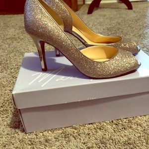 Silvery Peep Toe Heels